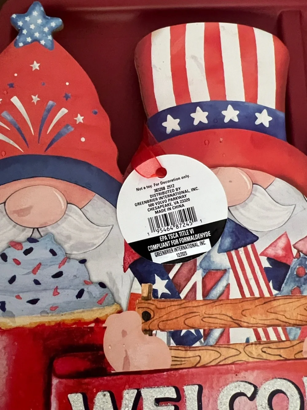 #1744** Patriotic Red, White & Blue Welcome Garden Stake - 4th of July Decor